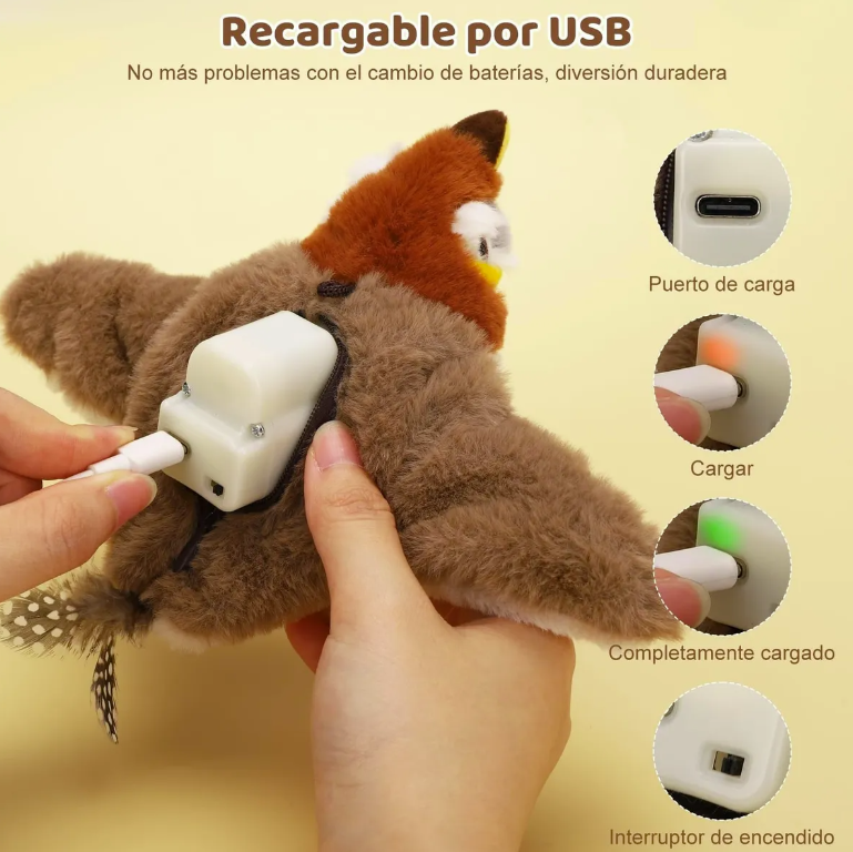Juguete Para Gatos Pajaro Gorrion Interactivo