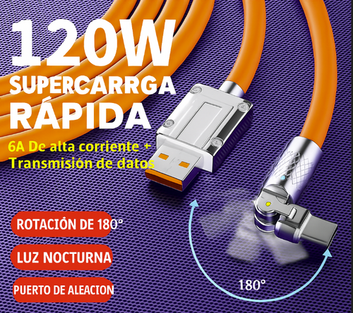 Cable de Carga Hyper 180° USB a IPhone y Tipo C Lightning