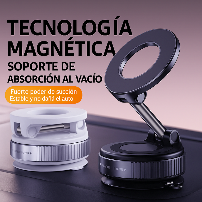 🔒 Soporte Magnético Premium 360° para Celular – Fijación Segura sin Adhesivos